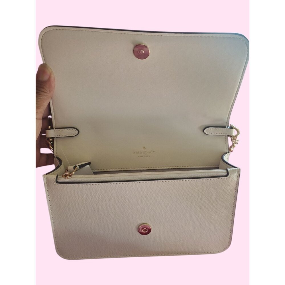 Kate Spade New York Madison Mini  Flap Convertible Crossbody Meringue Bag White - Picture 14 of 16